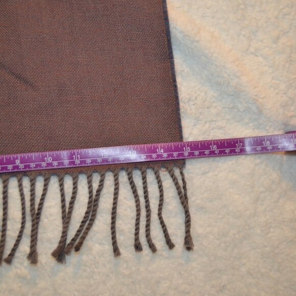 Cecchi e Cecchi vintage 90s Italianwool scarf in neutral blue and deep taupe - Picture 9 of 10